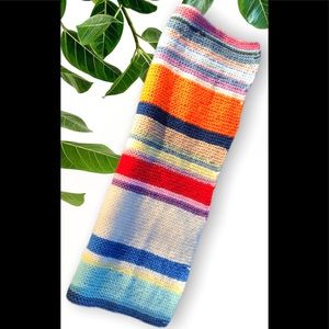 Mid Century Knit Multi Colored 1970s Throw Blanket